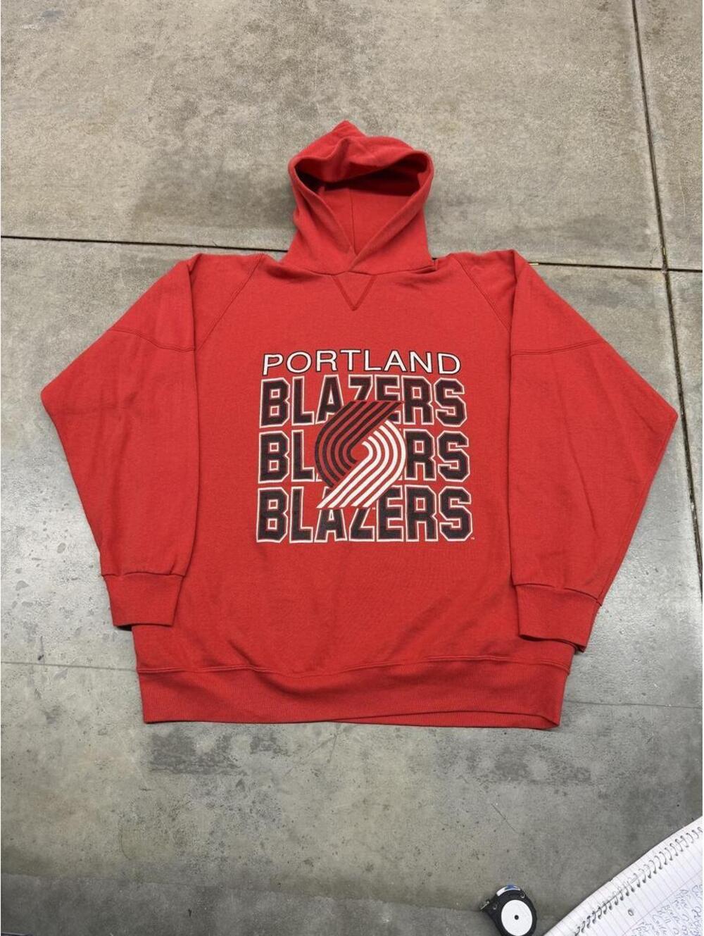 vintage portland blazers made in usa spell out big logo hoodie size xl
